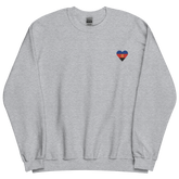 Polyamory Flag Embroidered Heart Sweater: Celebratory LGBTQ+ Pride Design